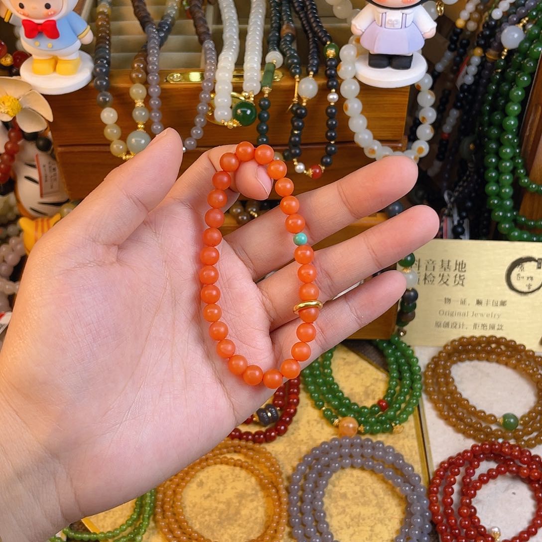 南红玛瑙单圈手串未镶嵌