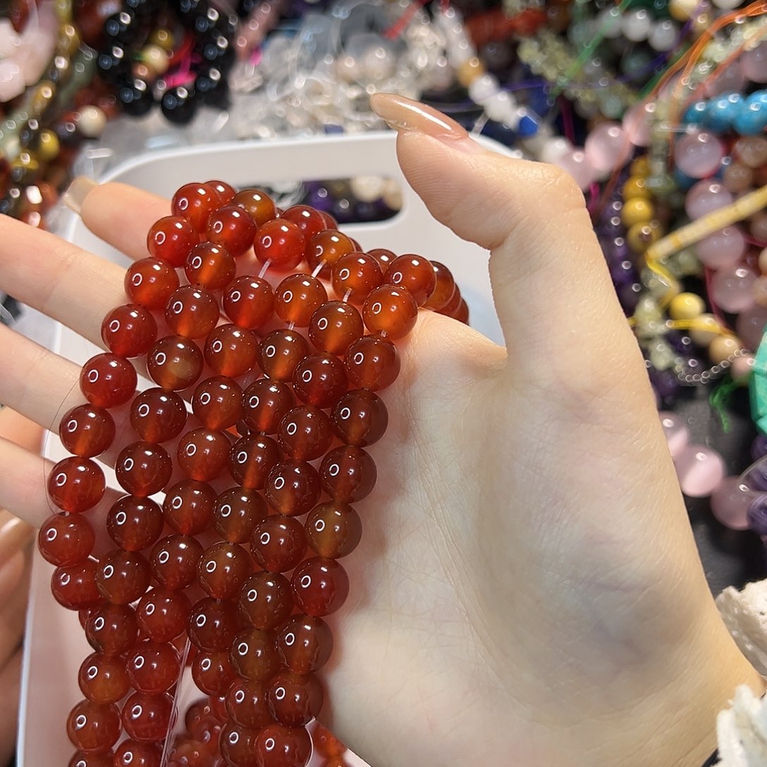 玛瑙/玉髓未镶嵌珠宝半成品满肉红玛瑙卡10一条