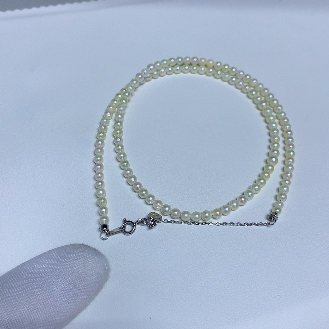 项链银S925镶嵌海水珍珠3-4