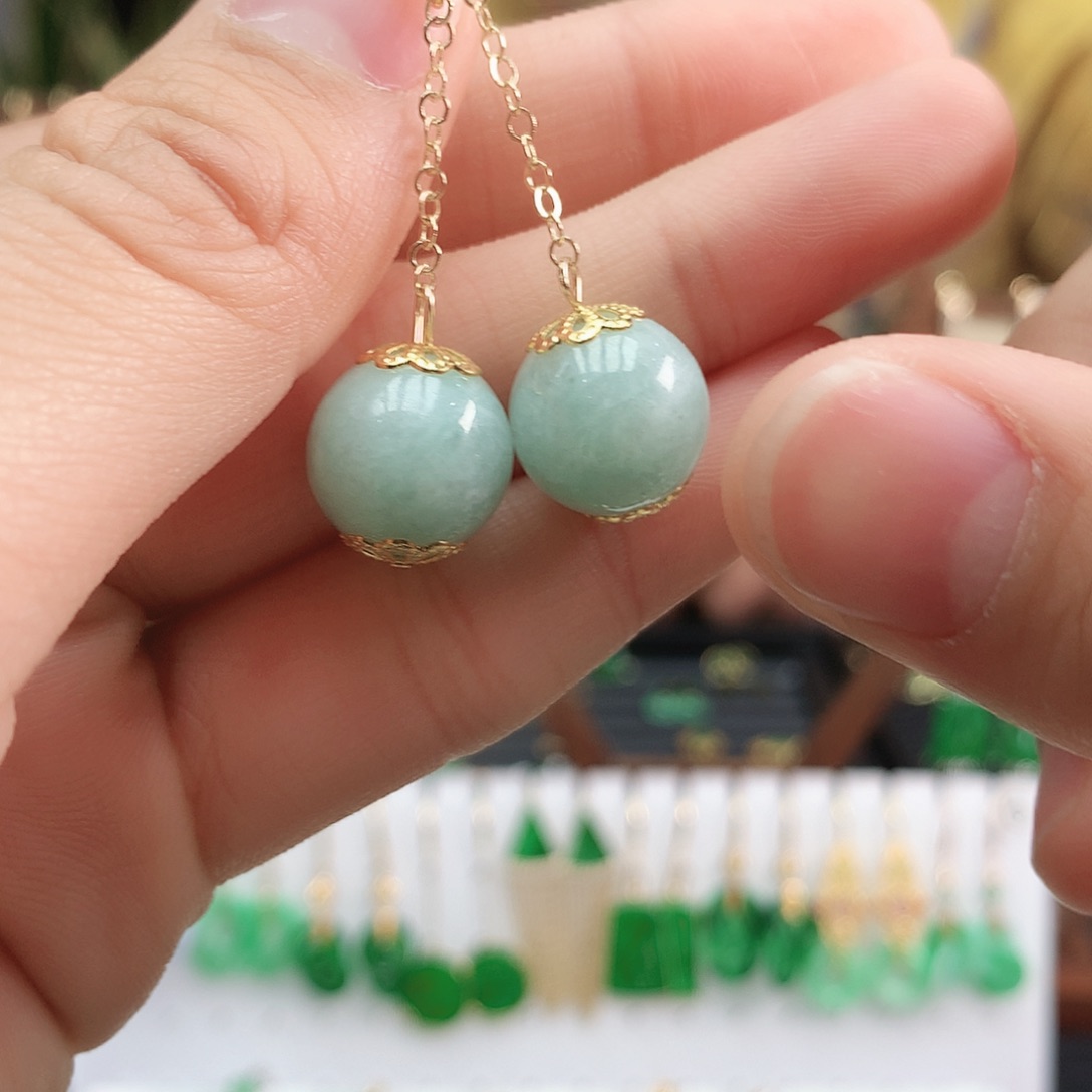 翡翠耳饰银S925镶嵌耳饰