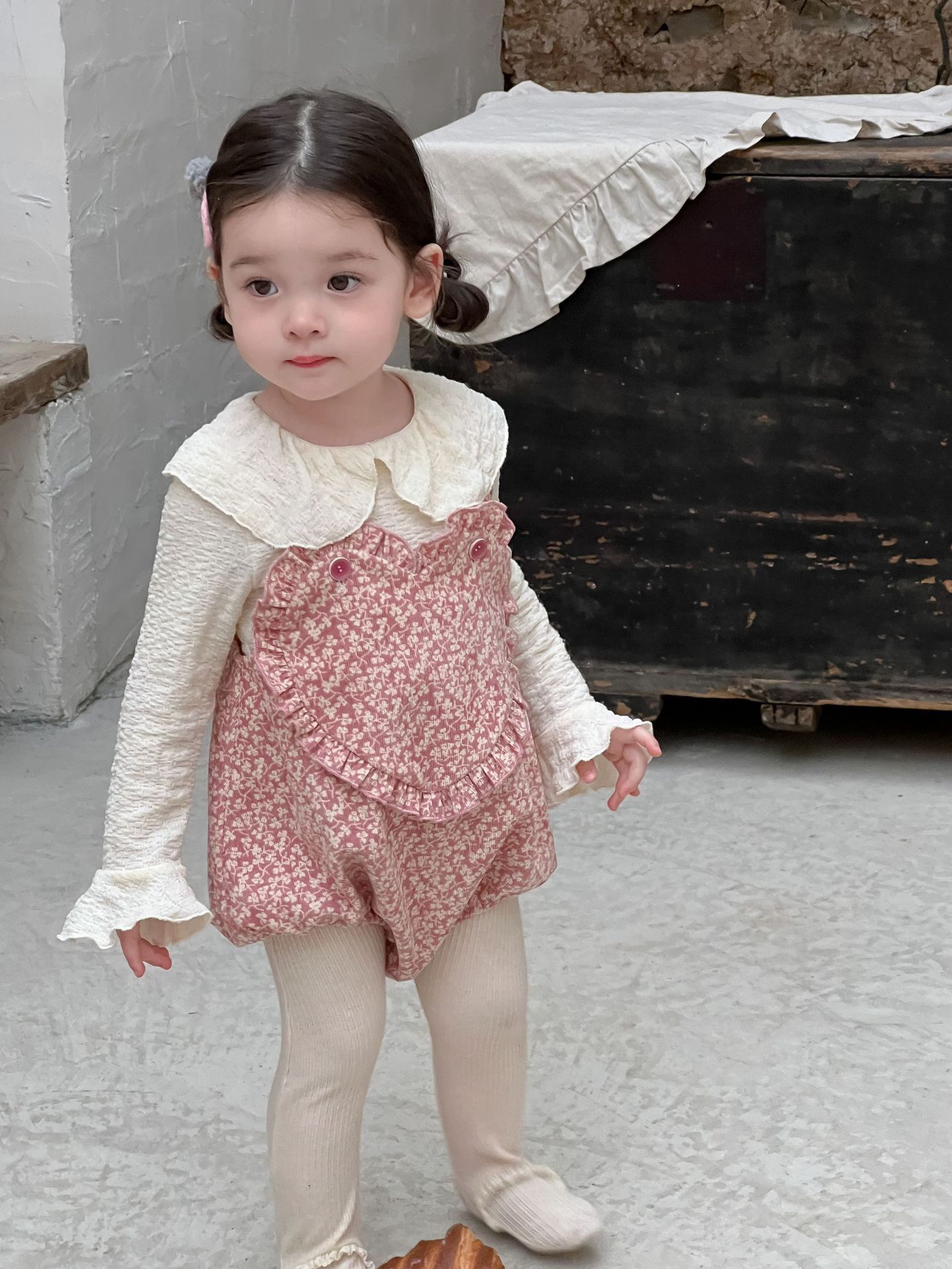 【Ponyo】早春·可爱女宝宝洋气爱心哈衣小公主背带衣服包屁两件套