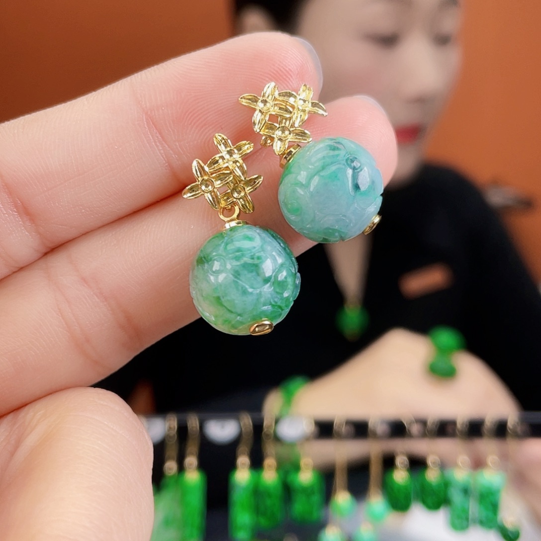 翡翠未镶嵌耳饰饰品