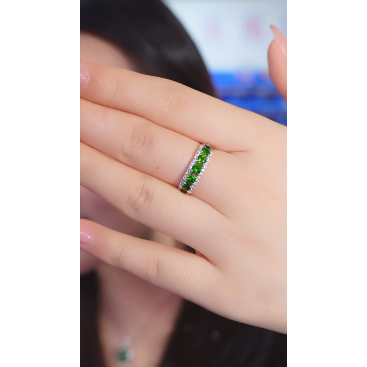 【歪歪】透辉石戒指*S925银镶嵌N6300