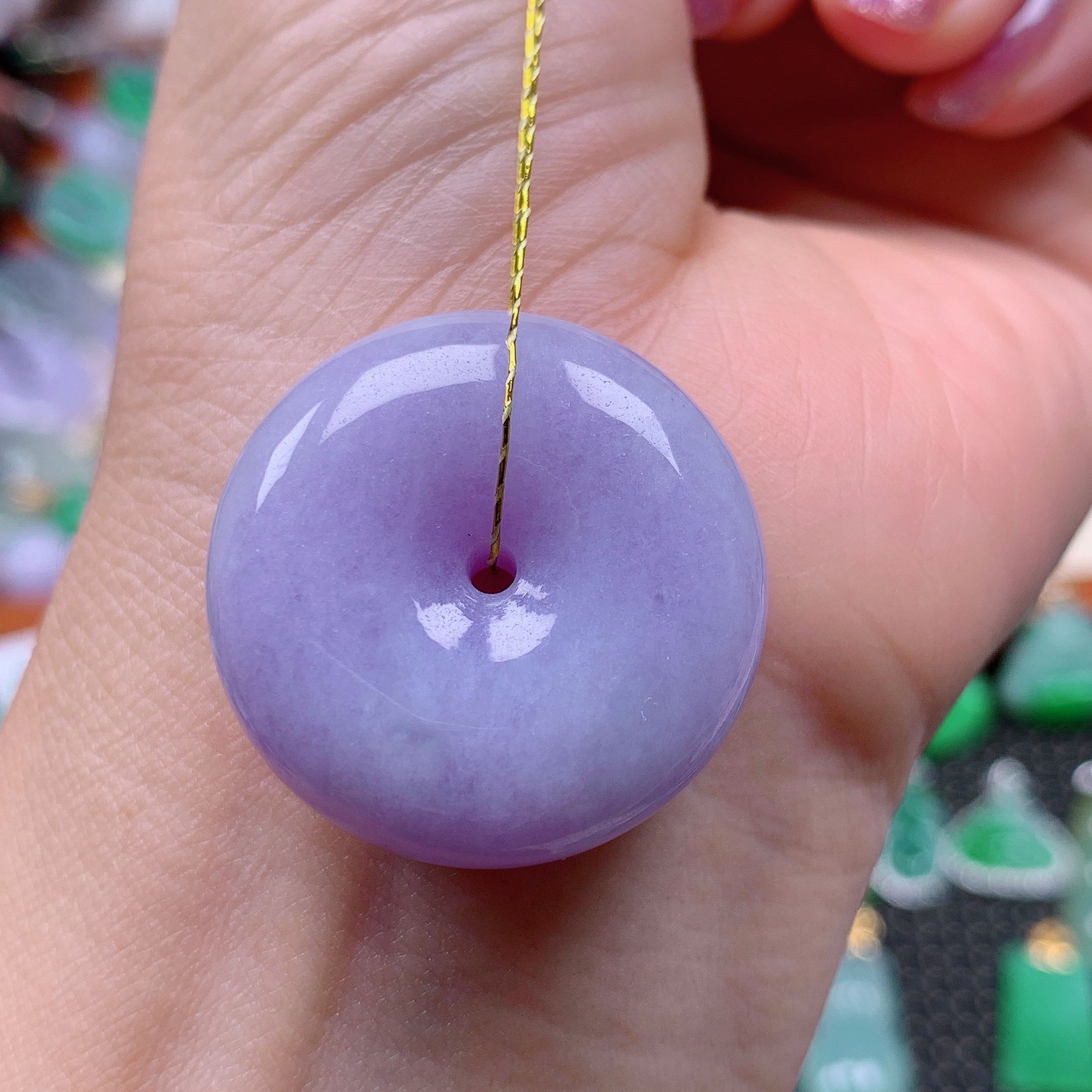 缅甸天然A货翡翠，紫罗兰面包扣，编号457/1020尺寸28.8-10.6