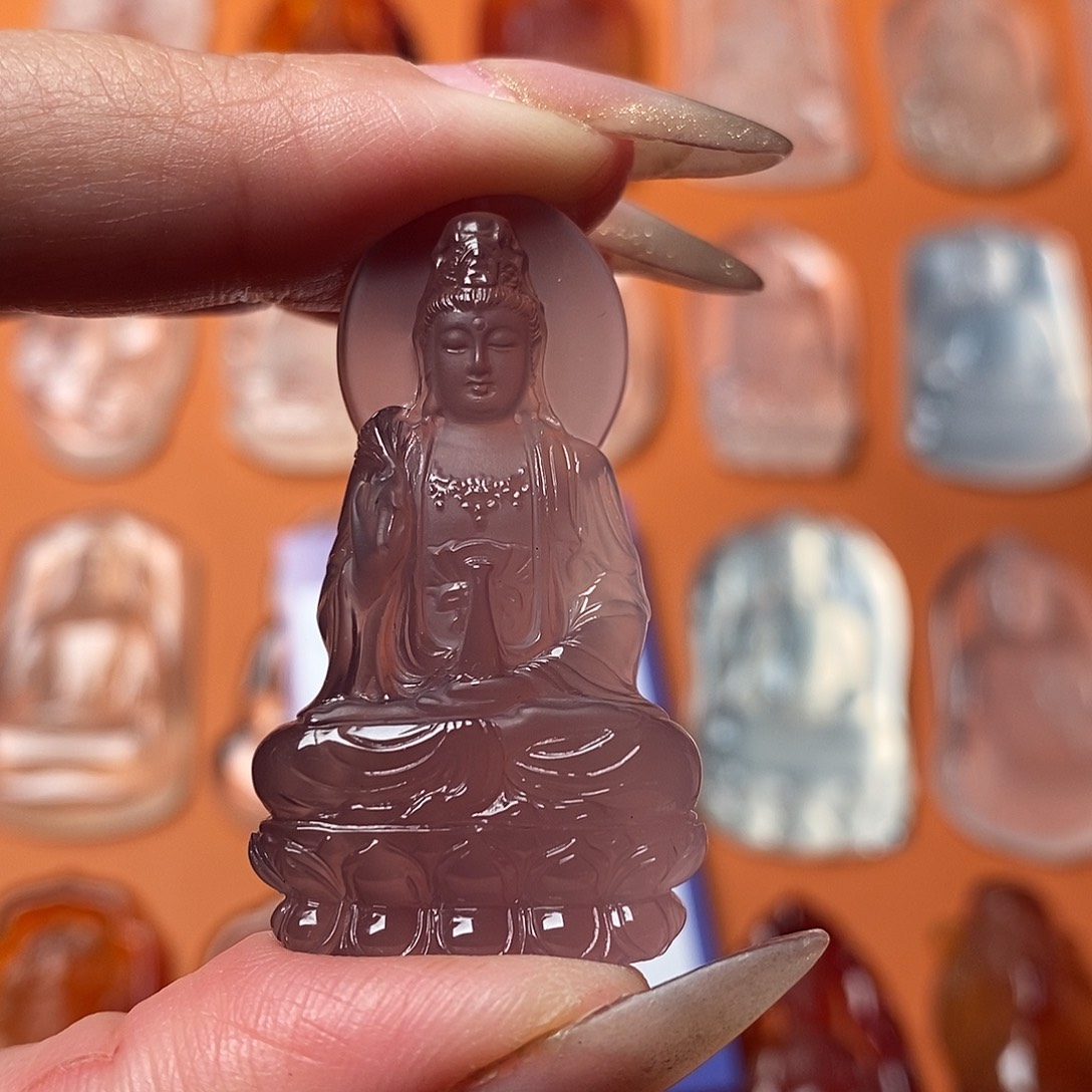 玛瑙/玉髓未镶嵌颈饰紫冰南海观音