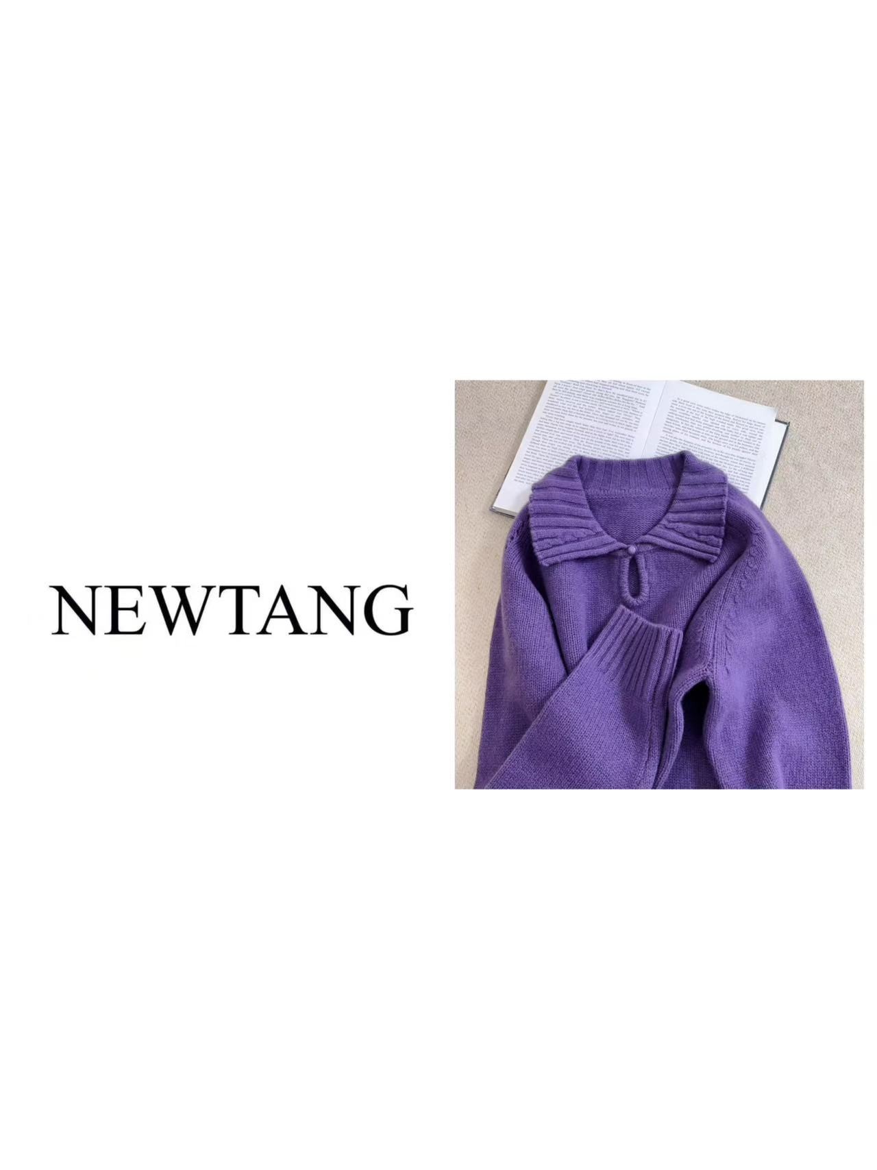 【水滴翻领】1153 100%羊毛女外穿长袖百搭上衣宽松显瘦套头上衣