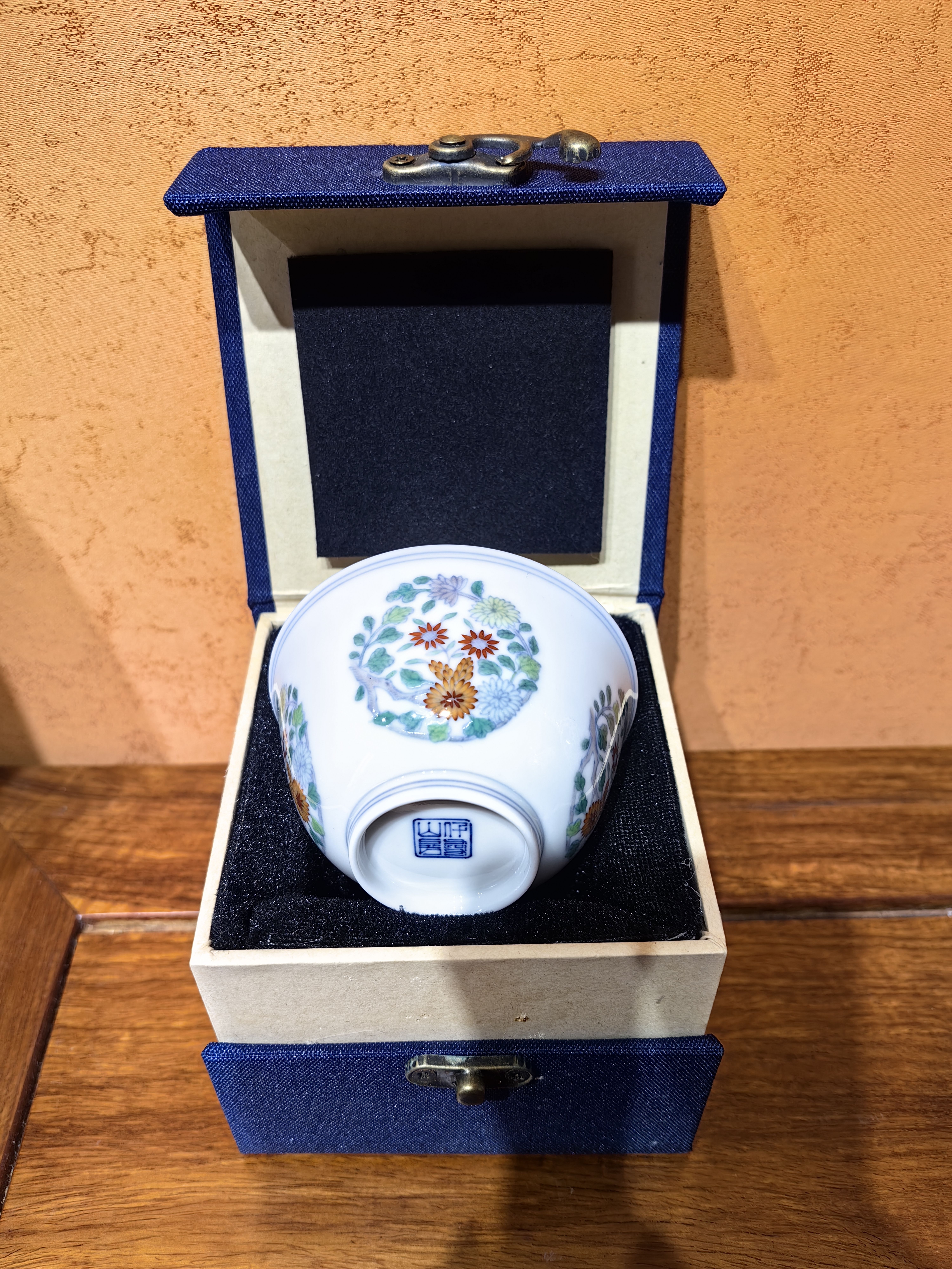 仟寻山房景德镇手工斗彩折枝团菊纹饰主人杯陶瓷创意手绘高档精美