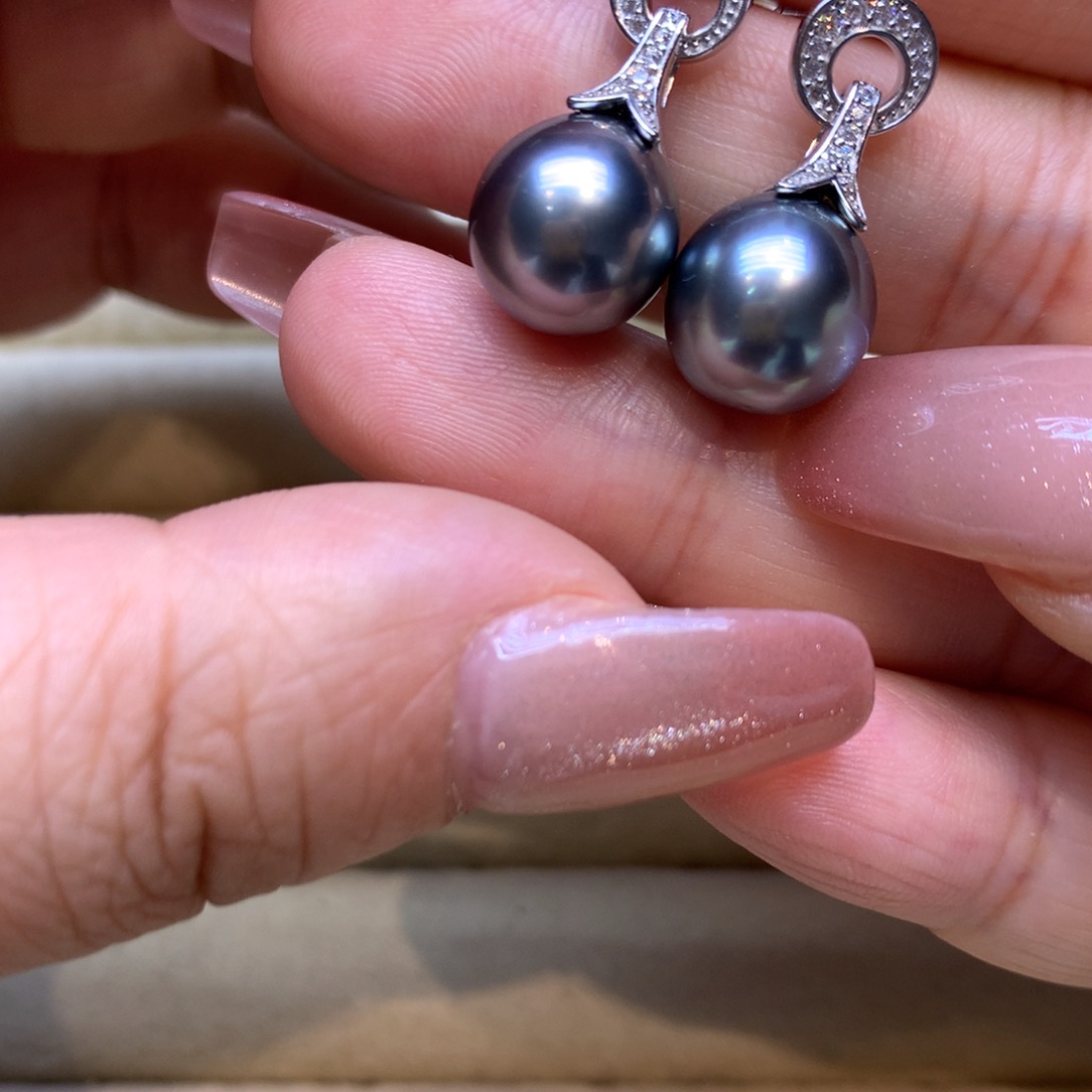 银S925镶嵌耳饰海水珍珠