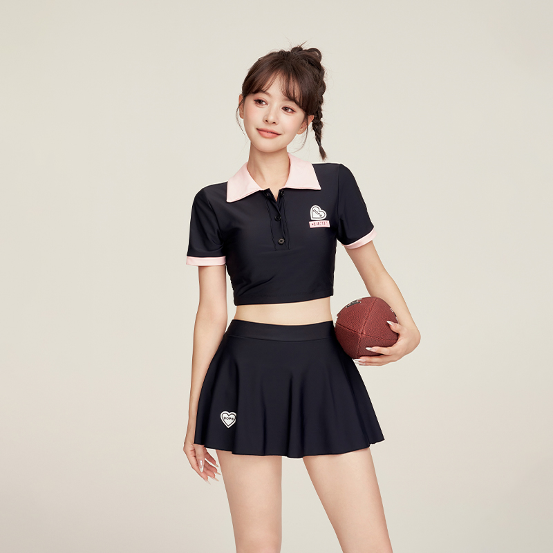 【厂家专属】亦美珊运动泳衣女分体式两件套显瘦遮肚裙式保守小个子