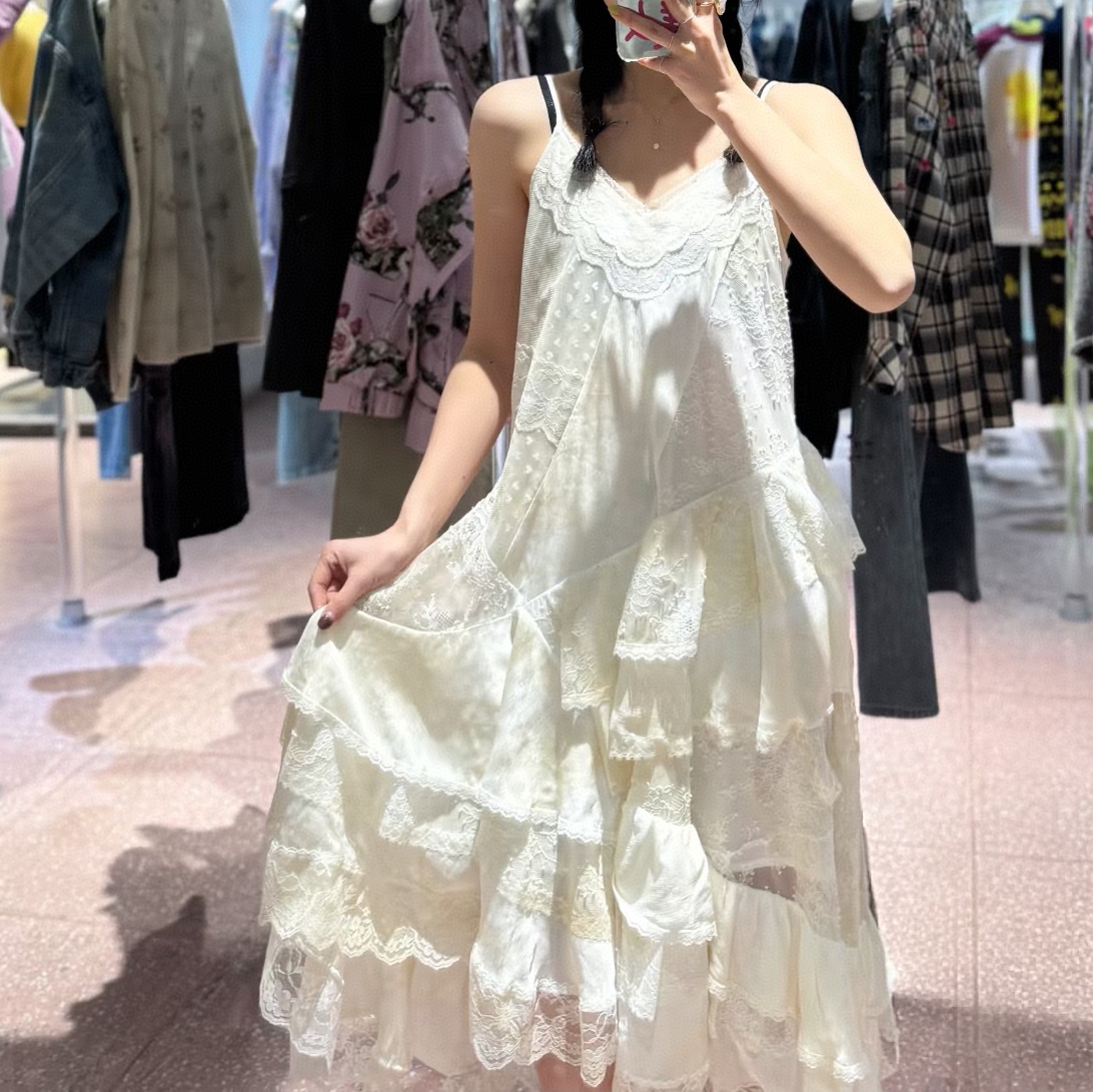 纯原尾 2025春款直播间链接不指定款式叠穿仙女风蕾丝吊带连衣裙