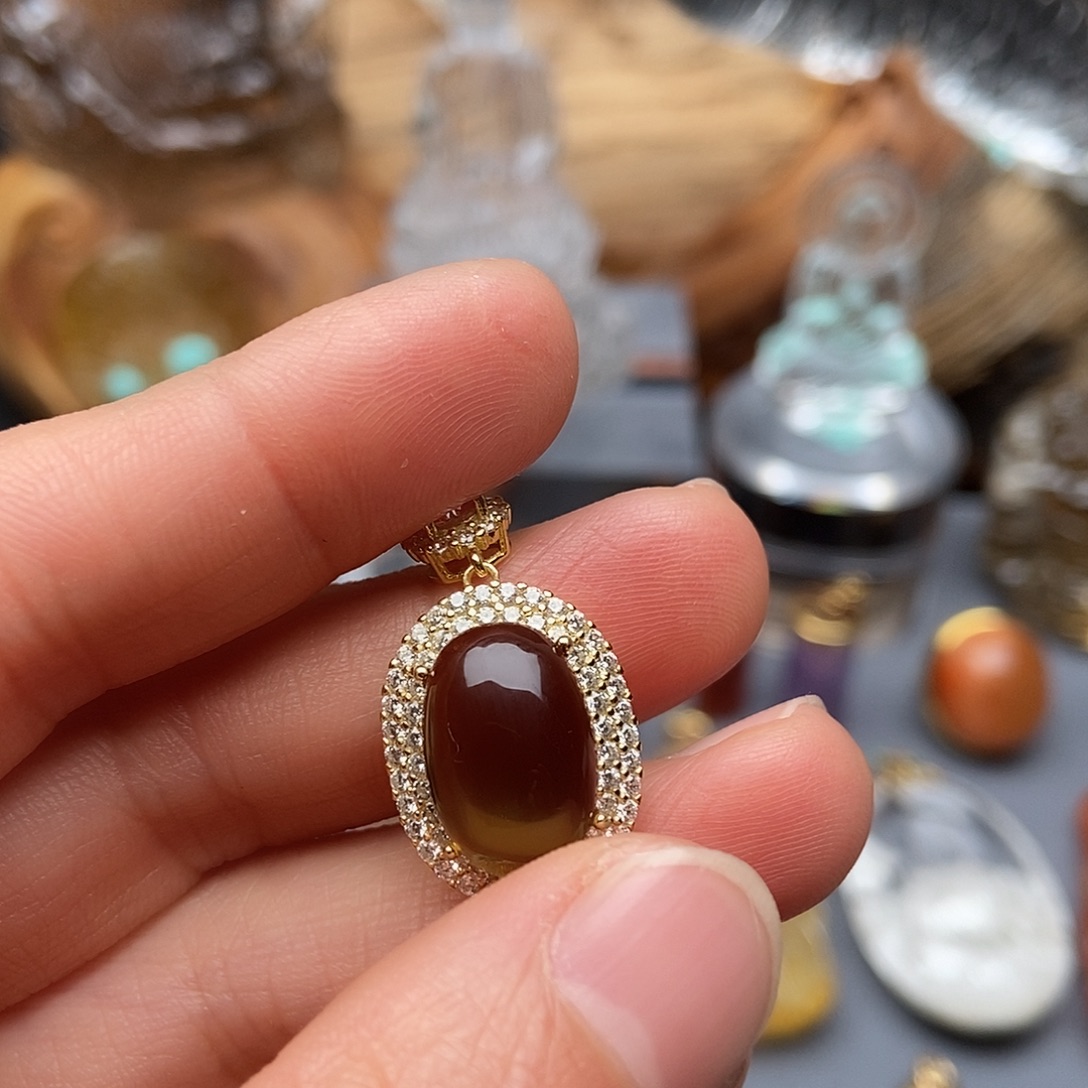 水晶颈饰银S925镶嵌吊坠