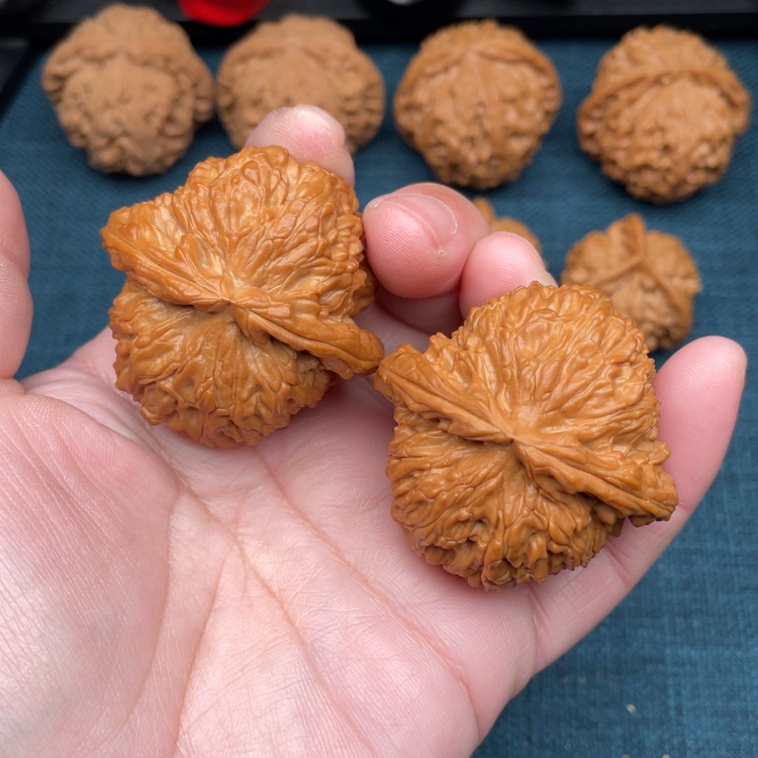 文玩核桃把件全品红皮大克重白狮子46