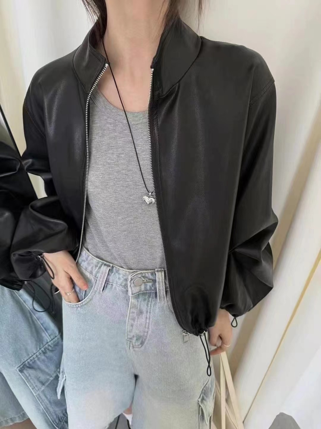 韩版宽松秋季小众帅气立领外套女
