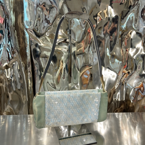 95新 BOTTEGA VENETA/葆蝶家 单肩腋下 浅绿色 亮片