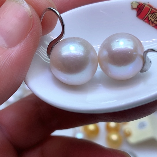 淡水珍珠耳饰银S925镶嵌