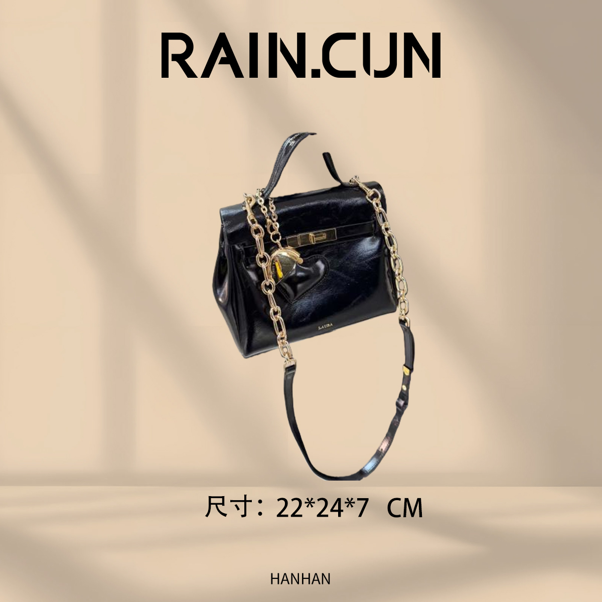 【尚恩CC】SD-5370-黑色 轻奢时尚复古气质百搭单肩腋下女包