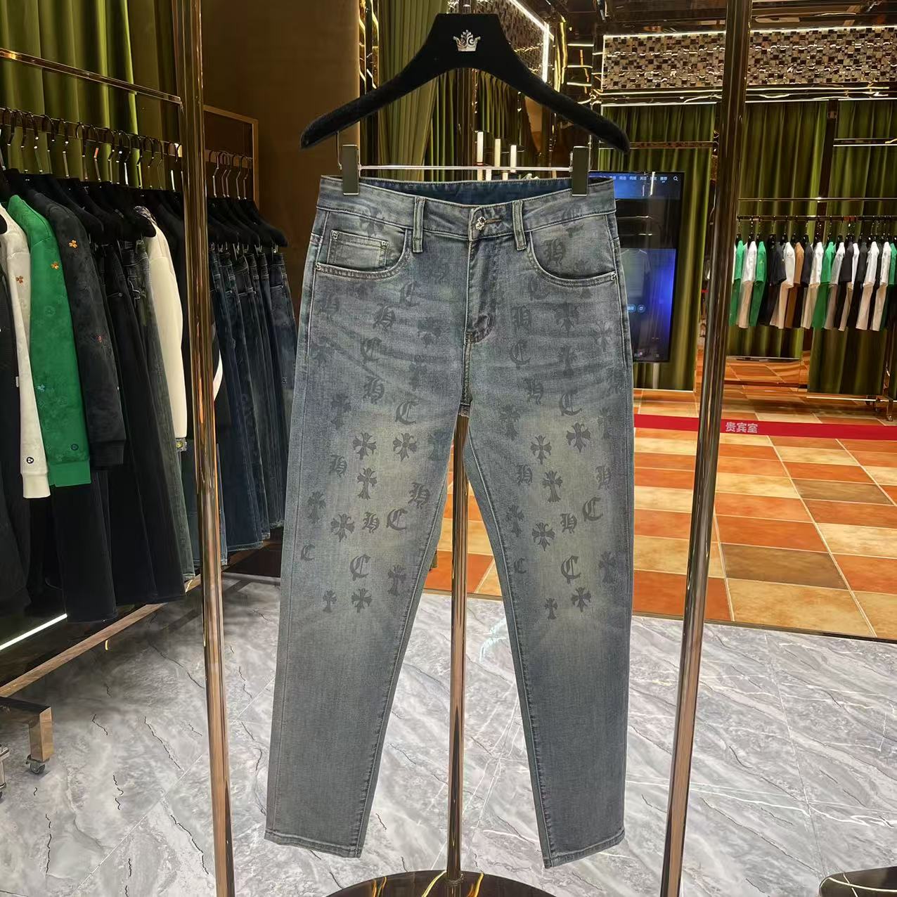 强d【新款牛仔裤】- 2025年春夏款轻奢潮牌定制洗水牛仔裤（77078）