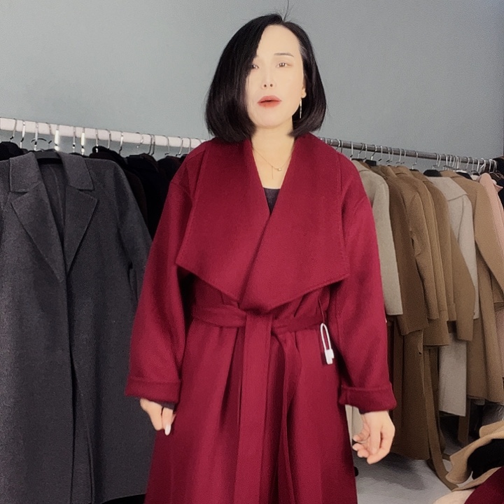 双面呢大衣大翻领M码