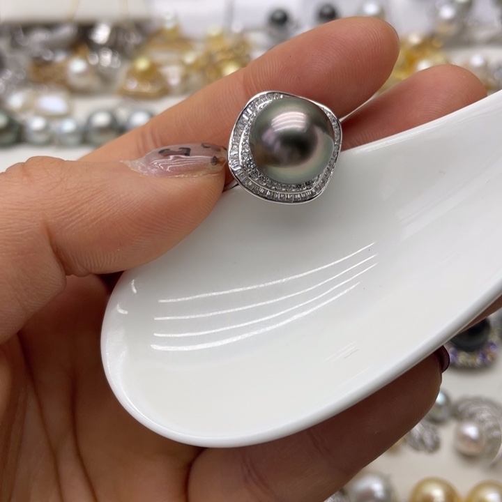海水珍珠戒指银S925镶嵌
