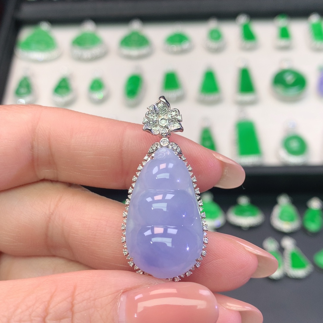 翡翠18K金镶嵌吊坠(不含链)