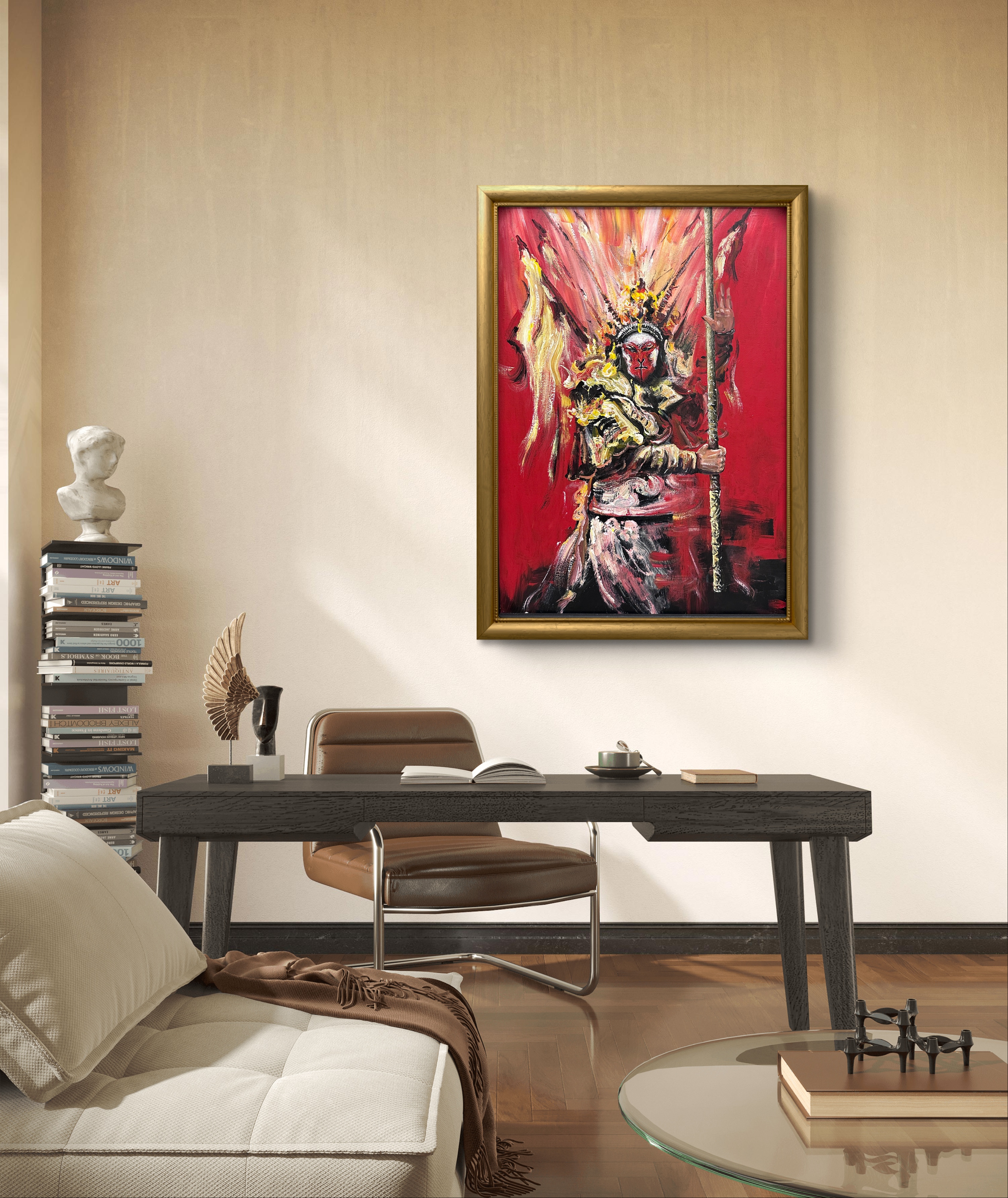 周老师高级定制【焰影齐天】背景墙装饰画尺寸：50*70cm
