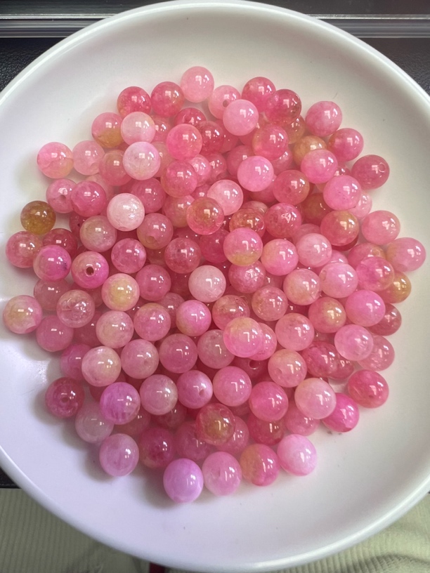 天然珠宝玉石  盐源桃花水蜜桃Y852  8mm  30颗（赠弹力绳）