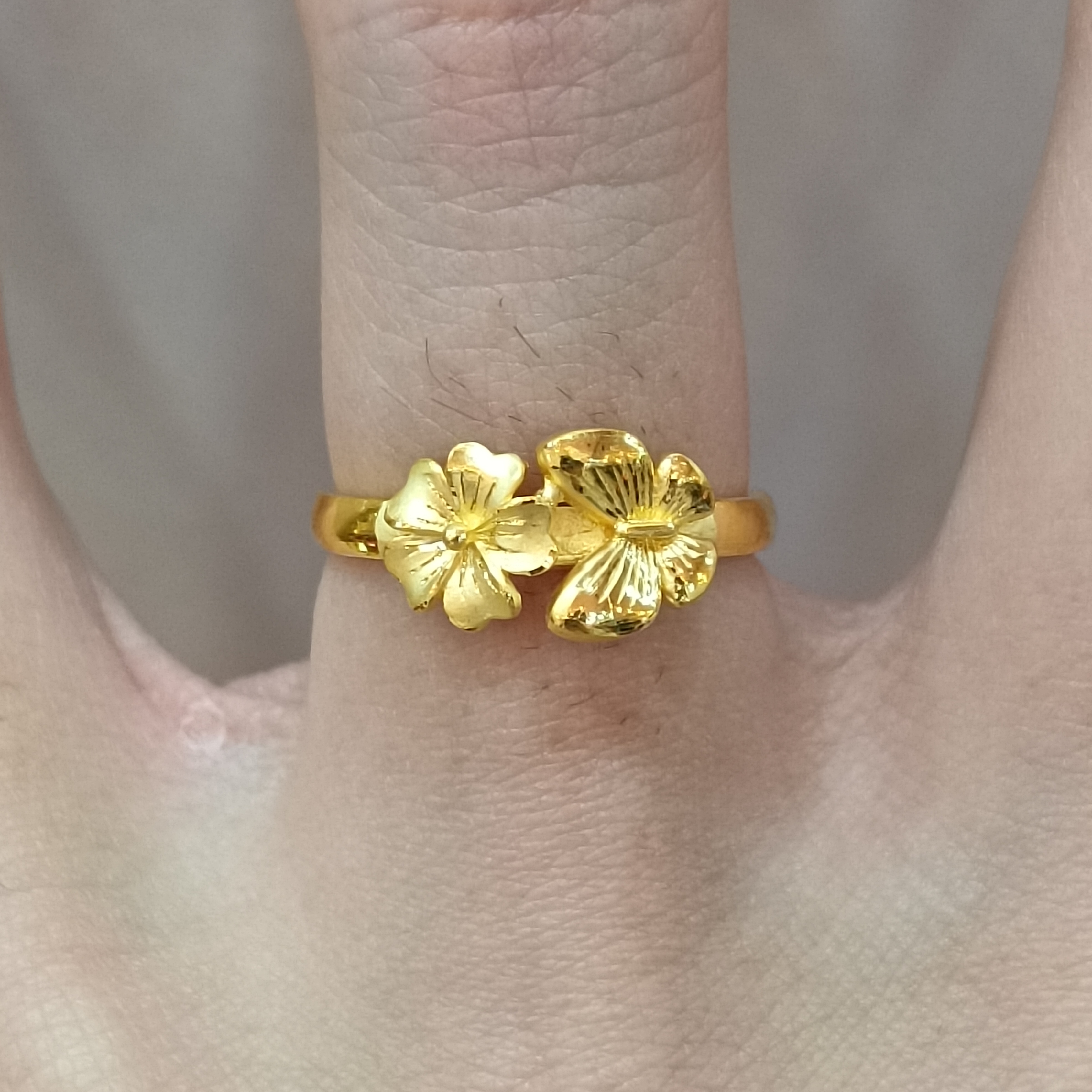 足金999黄金戒指3.33正品纯黄金蝴蝶花女戒实心活口精品女式戒指