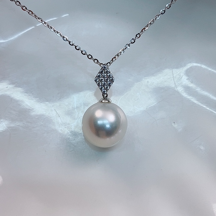 海水珍珠吊坠(不含链)18K金镶嵌13-14