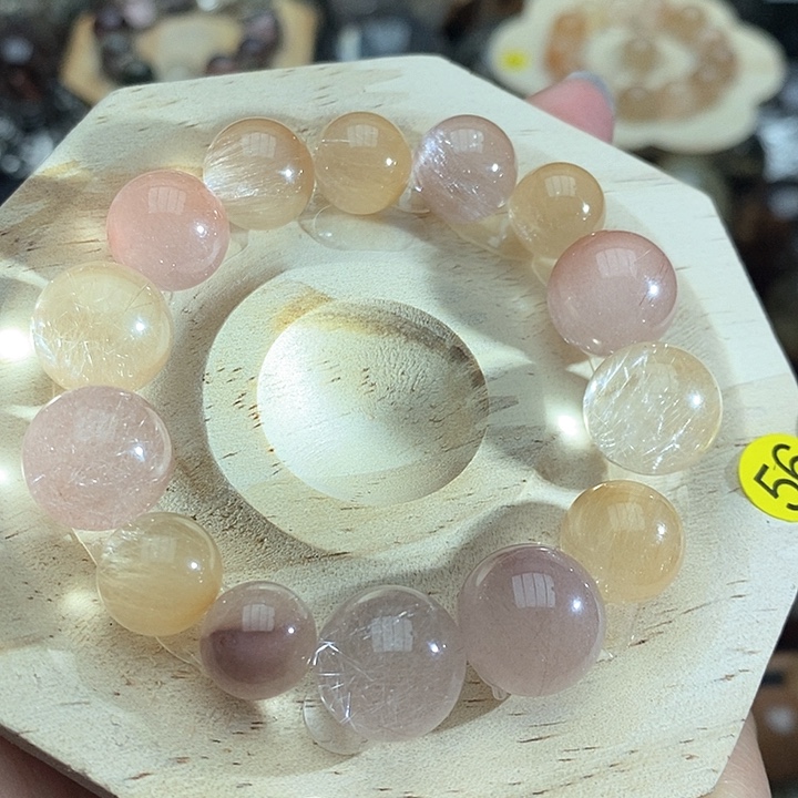 水晶裸石未镶嵌手串粉兔毛