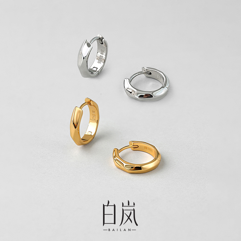 925银耳饰 白岚镜光耳圈女2026新款饰品小众设计高级感耳环ED3773商品图