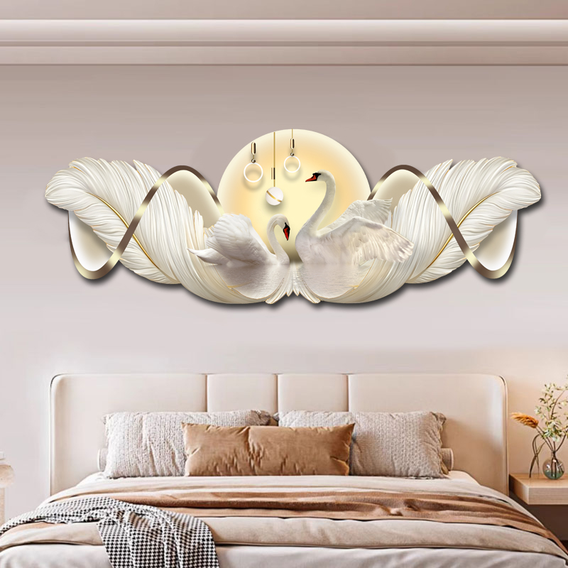 D258天鹅床头画卧室挂画主卧室挂画羽毛床头装饰画家居挂画捡漏2