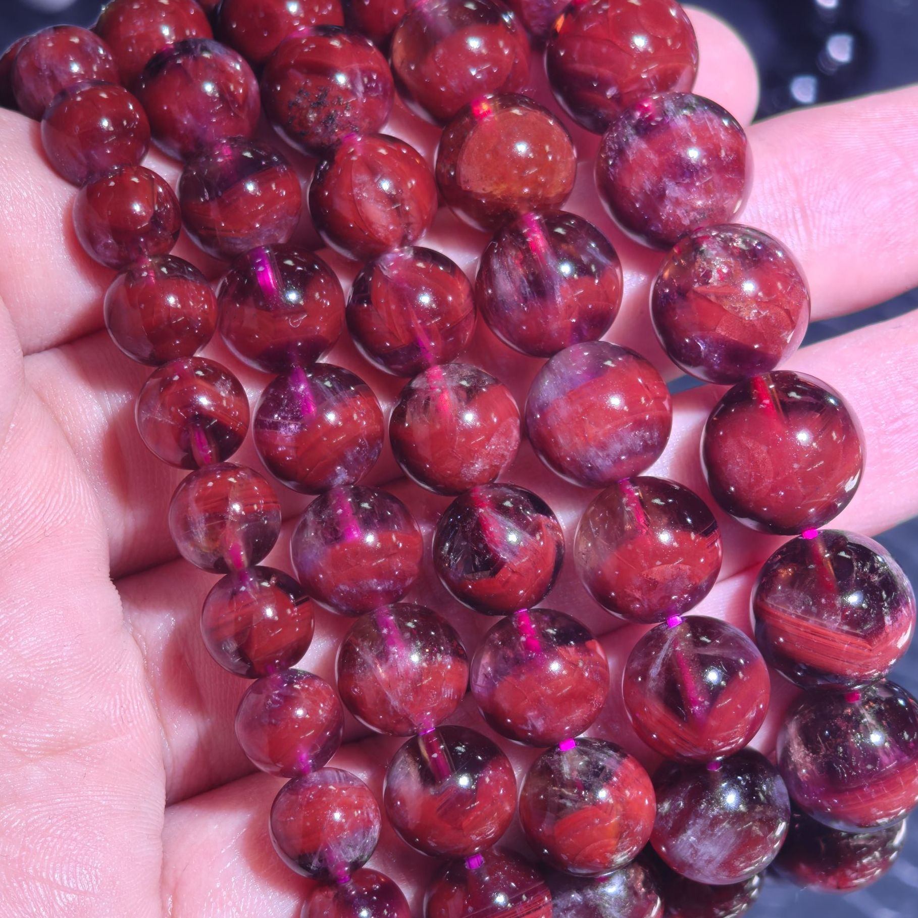 【盛玺轩专属】老矿红极光收藏单圈手链JG25尺寸可选（多样性发其一）