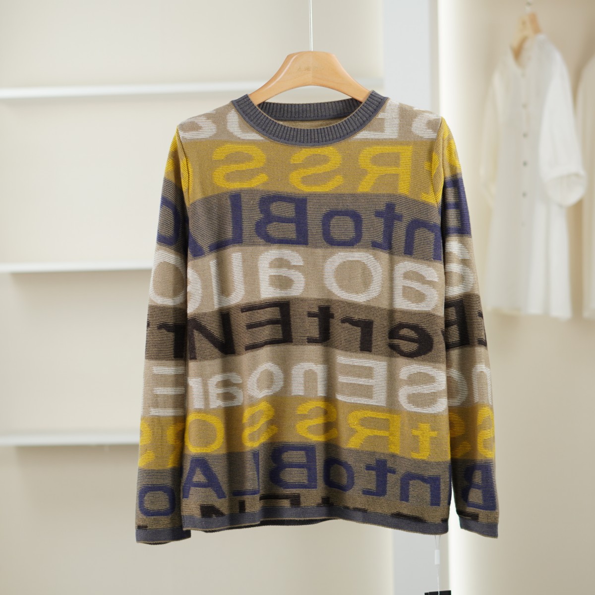 麦迪尚品【唯】51203174 秋季撒淘汰撞色字母套头毛衣品牌女装