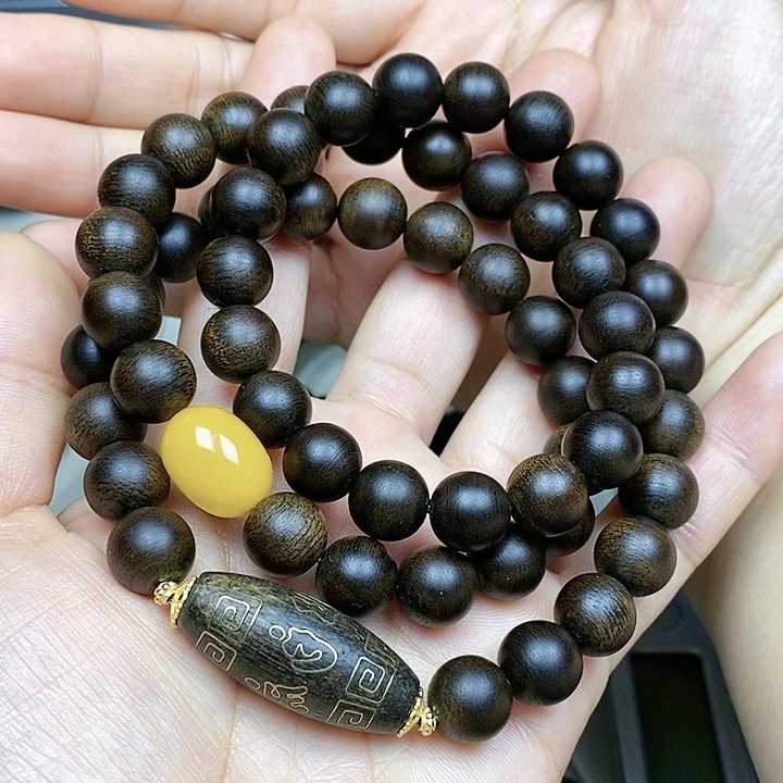 沉香手串纯*水越南芽庄白奇楠