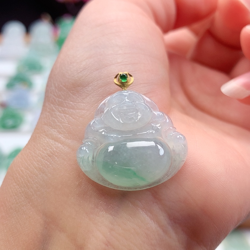 【闪购商品】翡翠吊坠(赠链)18K金镶嵌