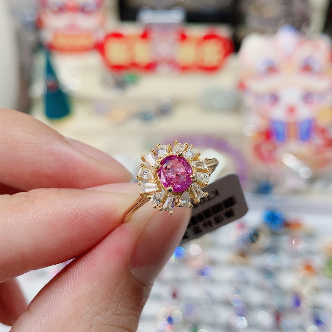 蓝宝石戒指银S925镶嵌