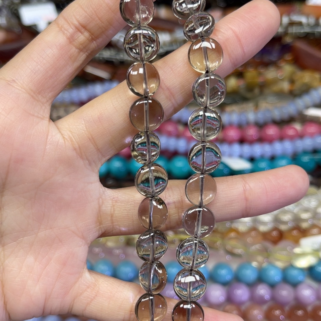 玛瑙/玉髓散珠天然茶晶卡10长条38厘米