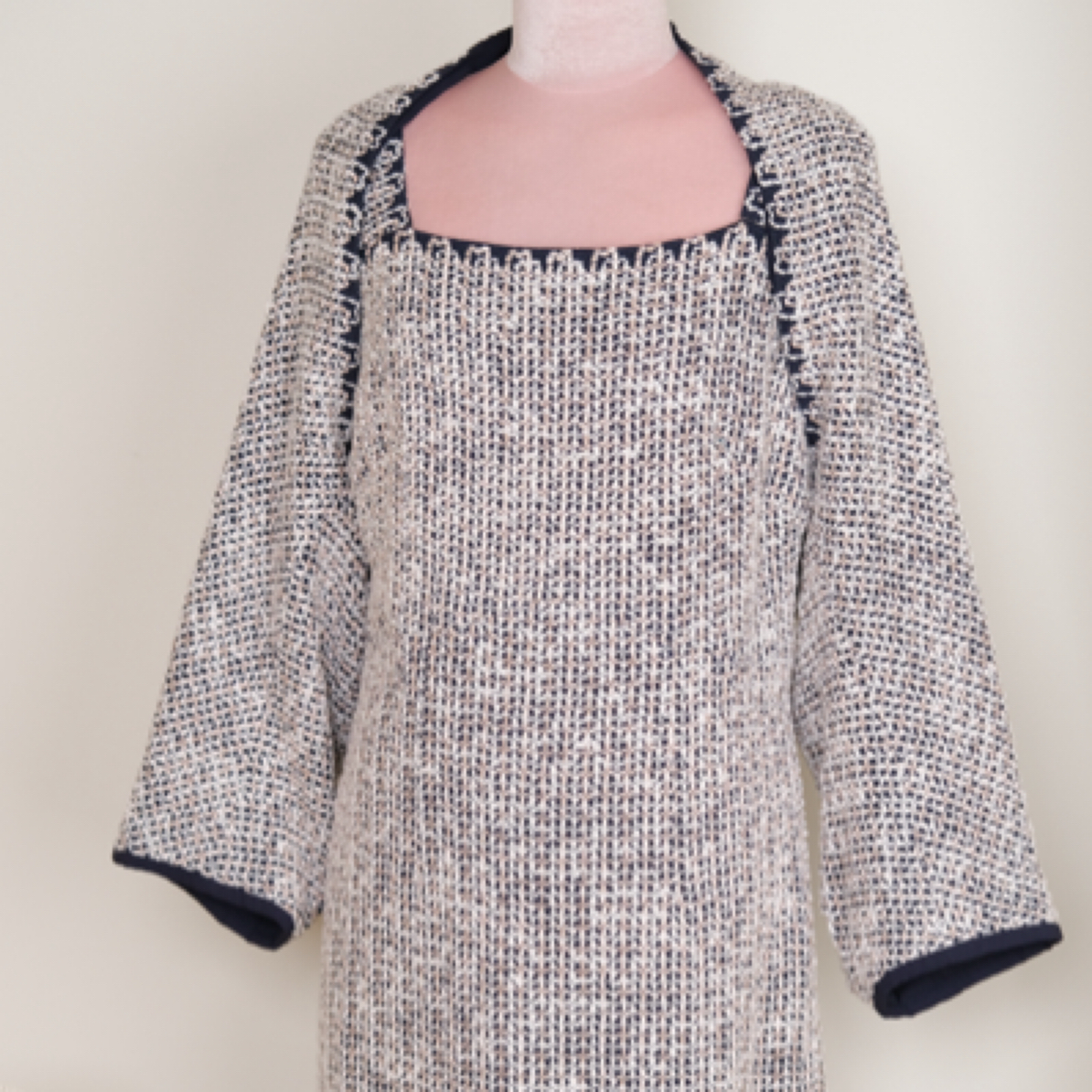 设计师原创进口编织面料两件套小外套吊带连衣裙套装复古时尚