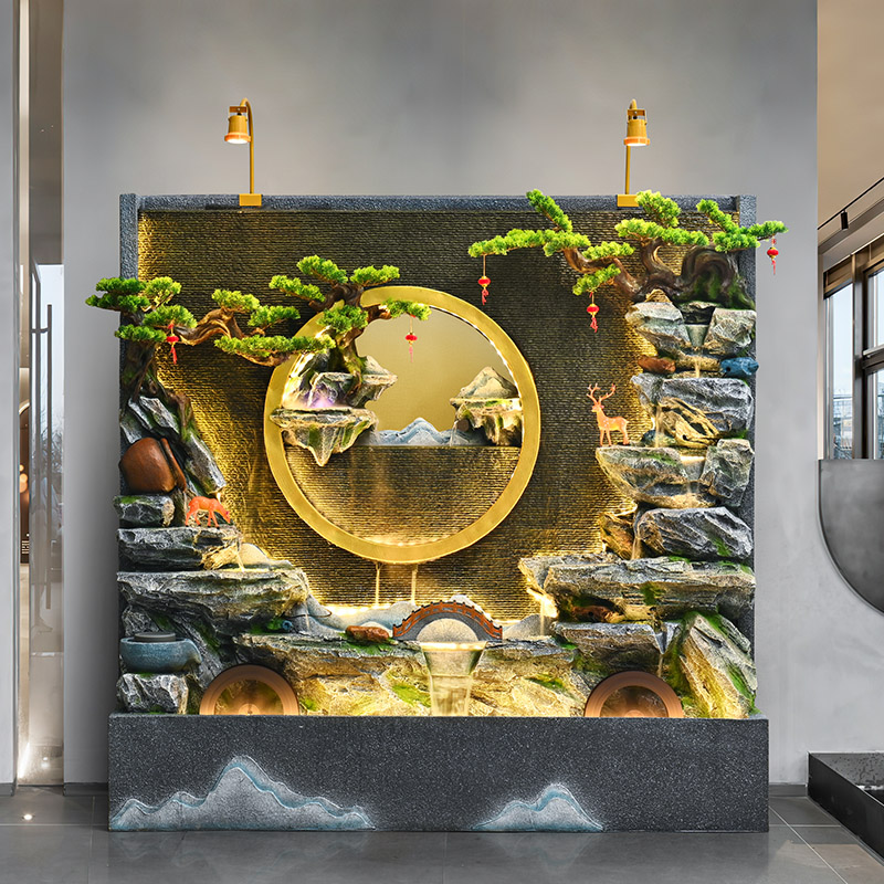 流水生财摆件风水轮玄关循环水喷泉落地客厅装饰造景观招财风水球