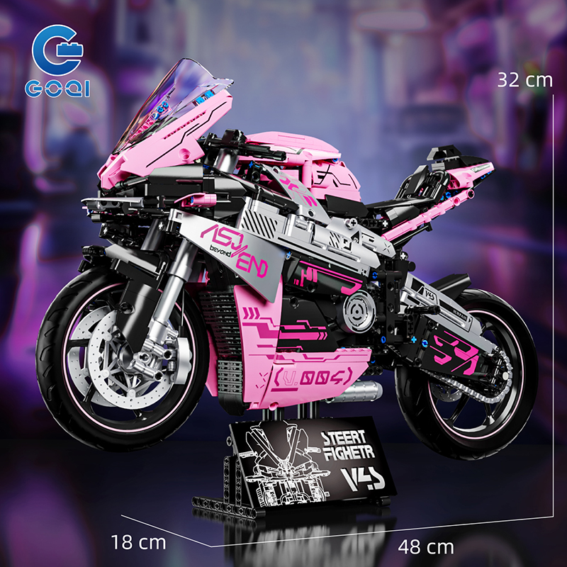 【重工打造】DUKADI超大号摩托车1:5积木拼装模型男孩礼物玩具3063