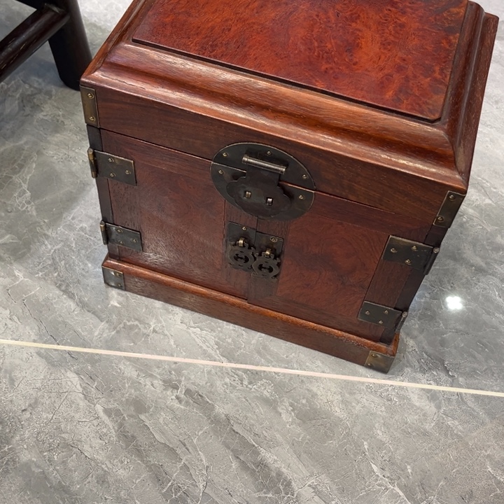 银***蚱贡木素面官箱首饰箱