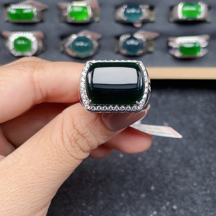 翡翠戒指银S925镶嵌编号3350没有运费险