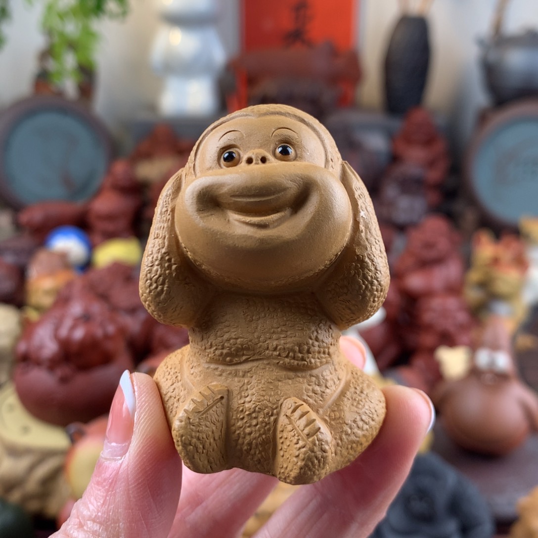 紫砂茶宠捂耳朵猴哥