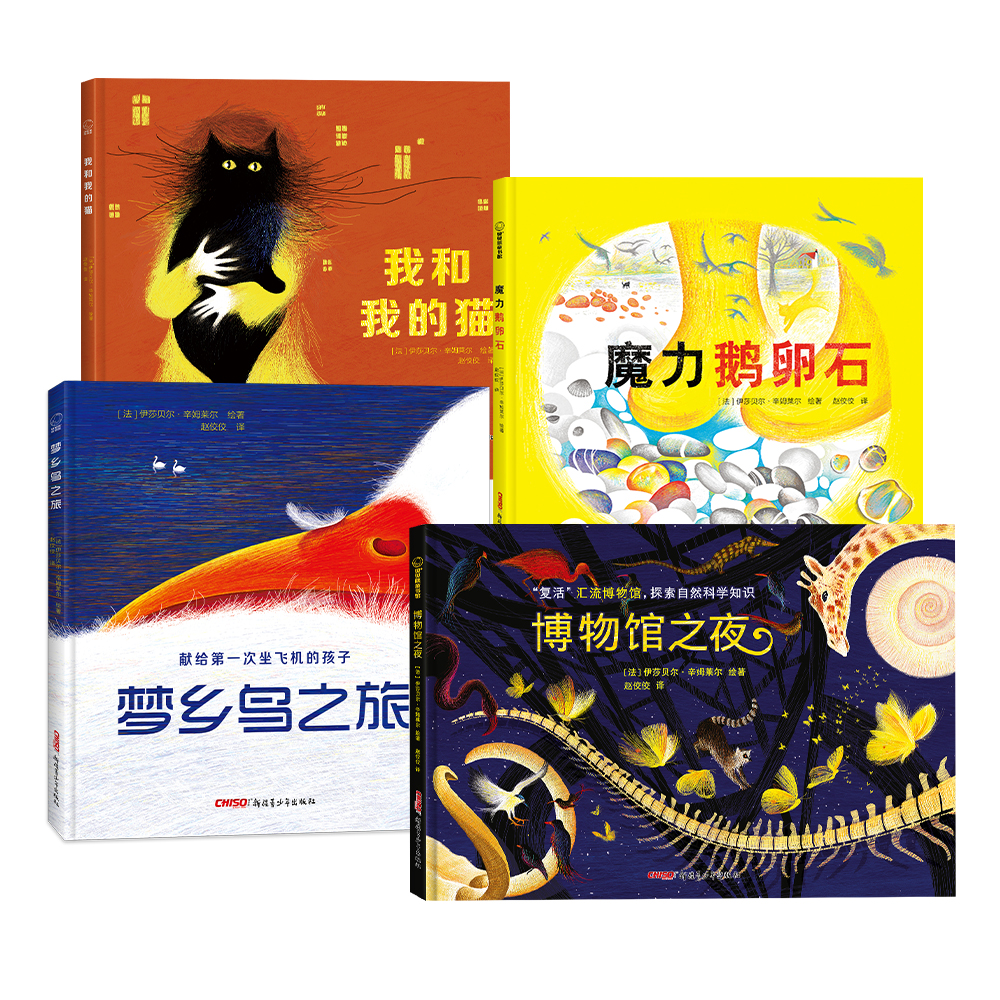 伊莎贝尔艺术启蒙绘本4册 梦乡鸟我和我的猫博物馆之夜魔力鹅卵石