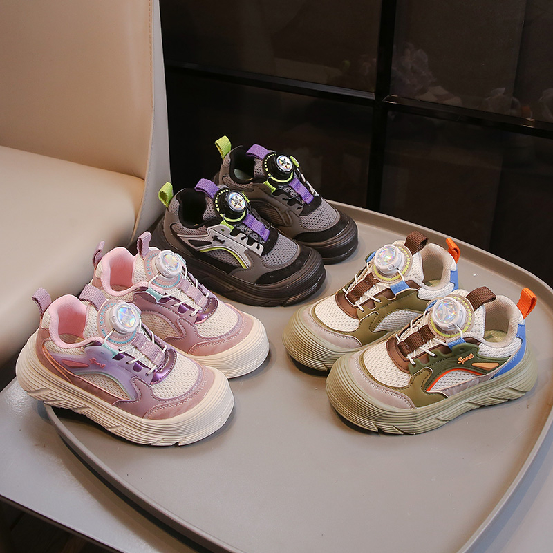 儿童运动鞋2025春季新款女童旋转扣四季百搭休闲鞋轻便防滑老爹鞋