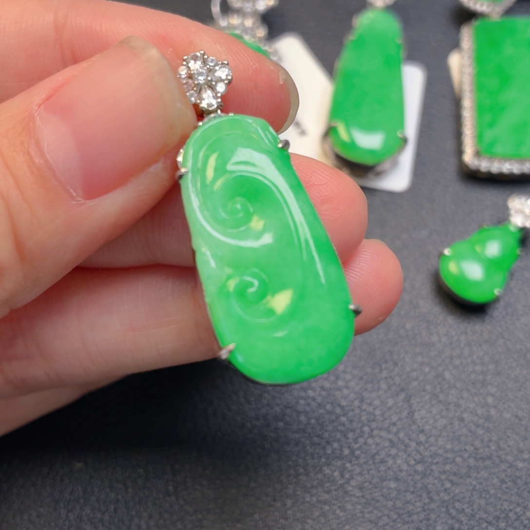 翡翠银S925镶嵌吊坠(不含链)