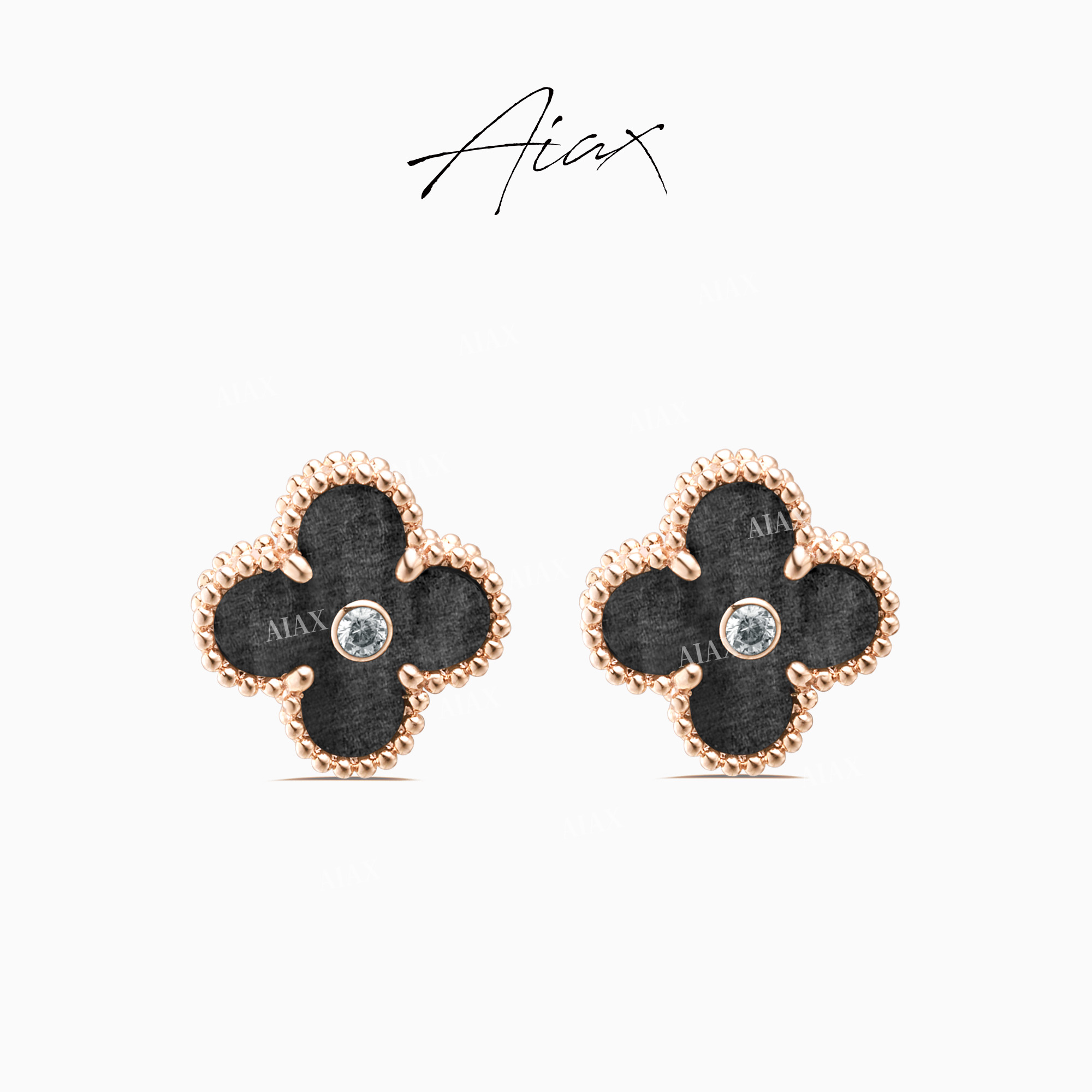 AIAX 镀K金  简约气质设计师经典轻奢时尚百搭四叶耳环TSL1242