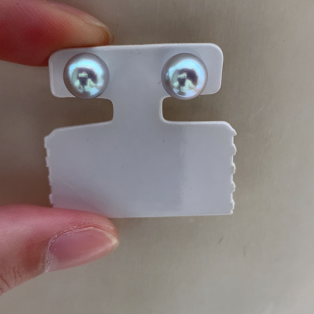 海水珍珠耳饰18K金镶嵌8.5-9mm 真多麻