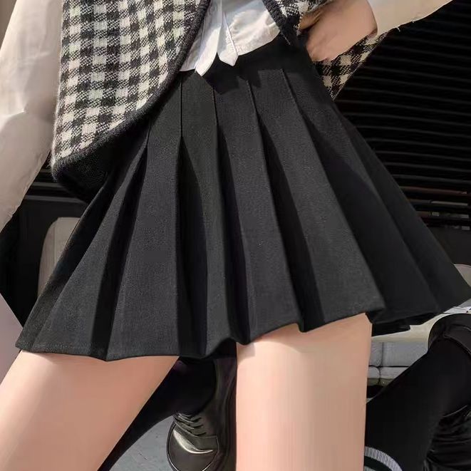 春季新款西装面料加厚百褶裙防走光裙子高腰时尚百搭显瘦半身