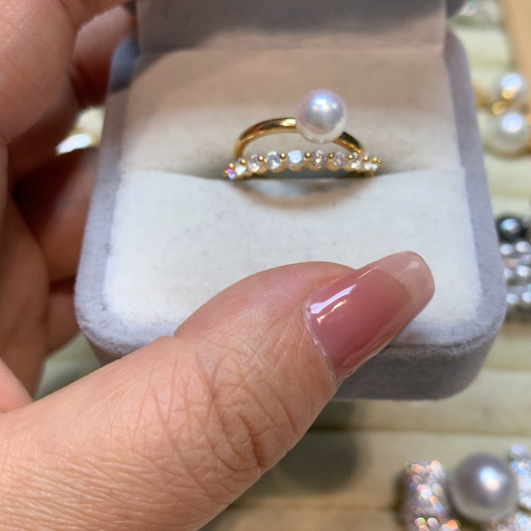 海水珍珠戒指银S925镶嵌